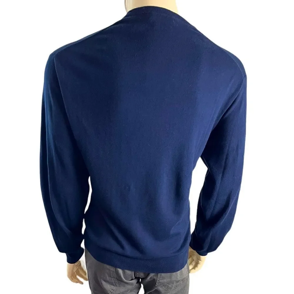 Peter Millar L/S V-Neck Navy Sweater 95% Cotton 5% Cashmere Excellent Condition